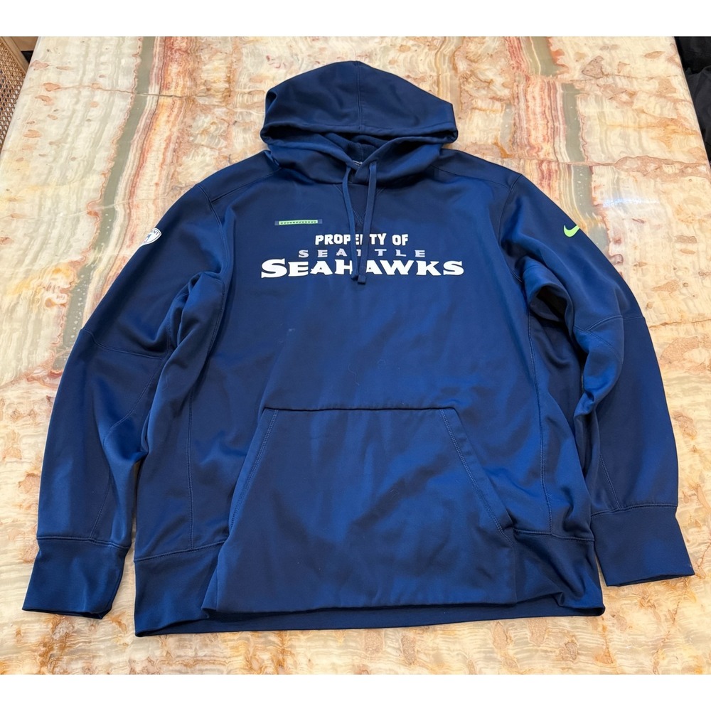 Nike Dri Fit Mens Property Of Performance Seattle‎ Seahawks Hoodie Blue Size XL
